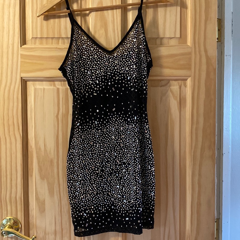 Akira black bedazzled rhinestone dress